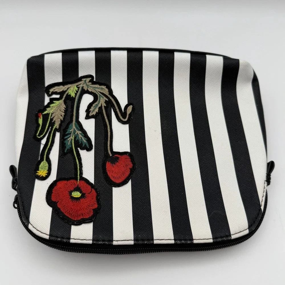 Travel Makeup Bag‎ Zip Cosmetic Pouch Striped Embroidered Floral Nordstrom